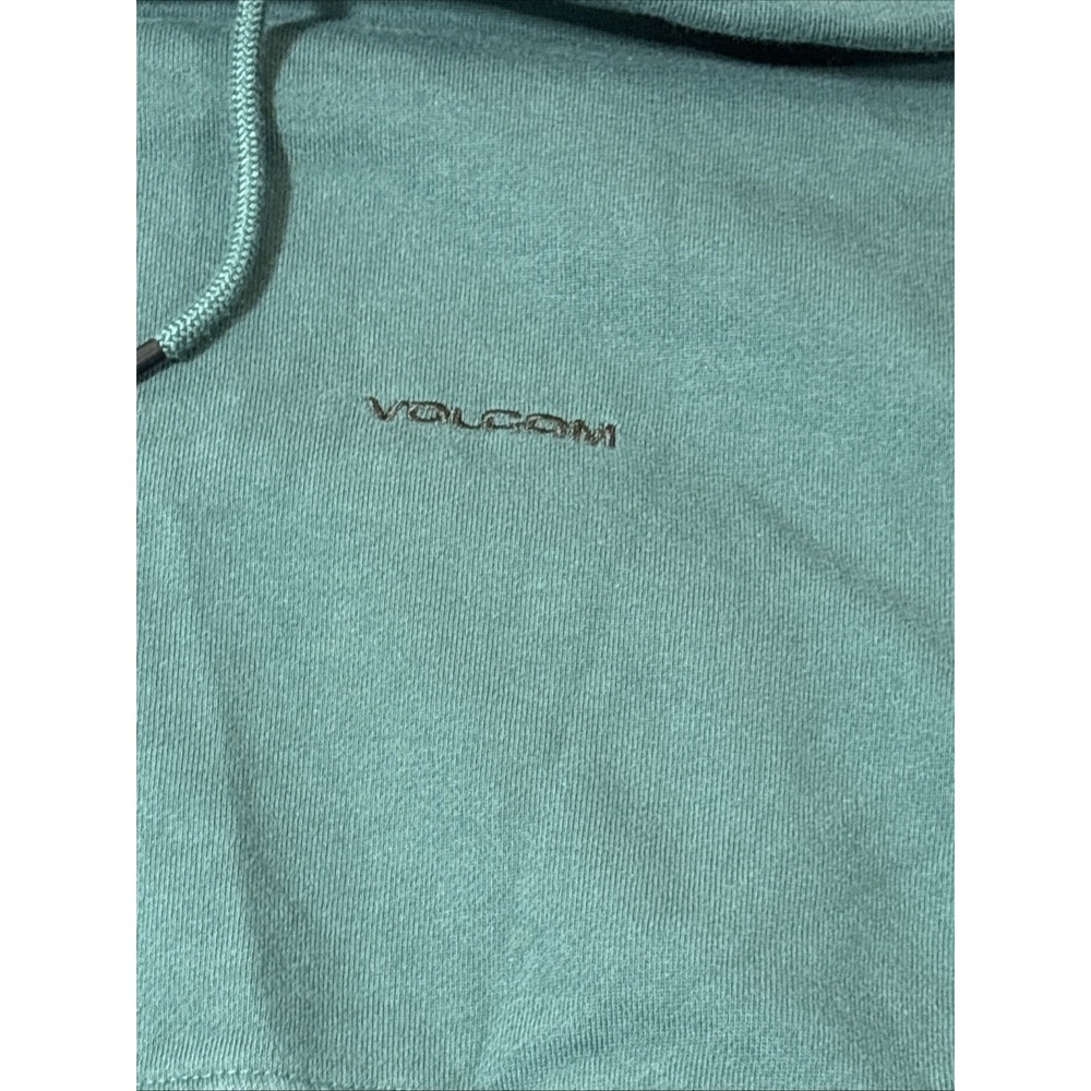 Volcom Hoodie Sweatshirt Mens Large Green Gray Pullover Fleece Front Pocket